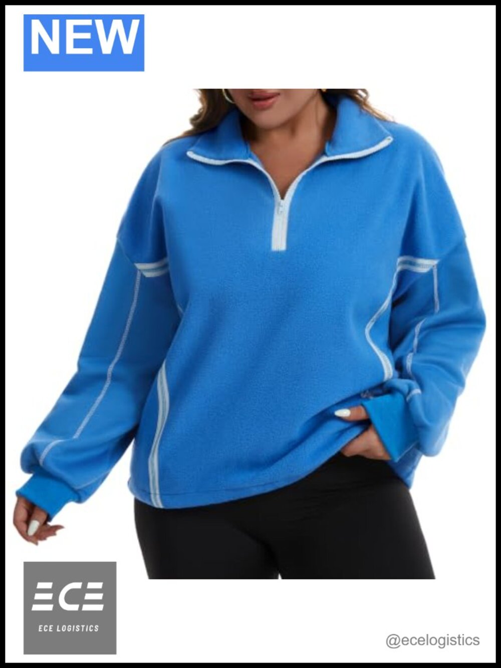 Plus Size Half Zip Fleece Pullover Oversized Sweatshirt